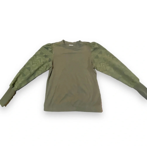 Anthropologie Helen Lace Mock Neck Green Top Sz XS - Picture 3 of 9